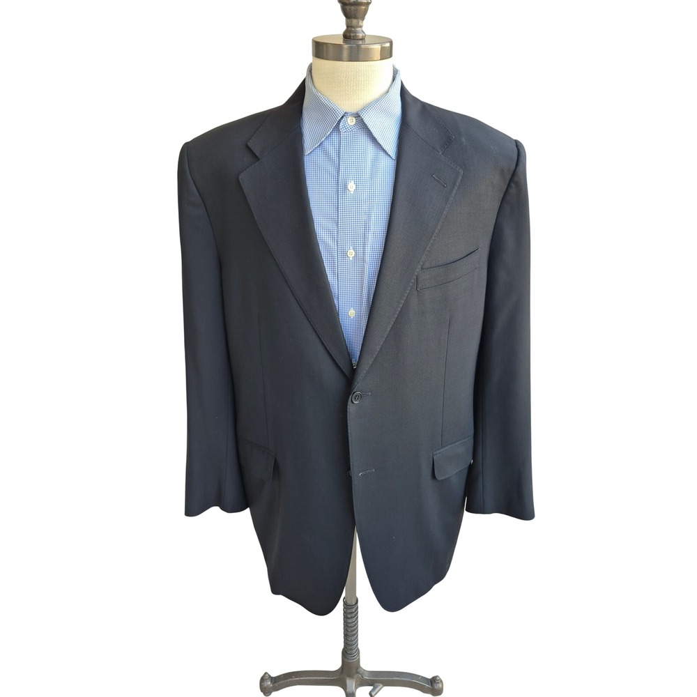 Canali Mens Black Weave Wool 2 Button Blazer Sport Coat Made in Italy Sz 48 L